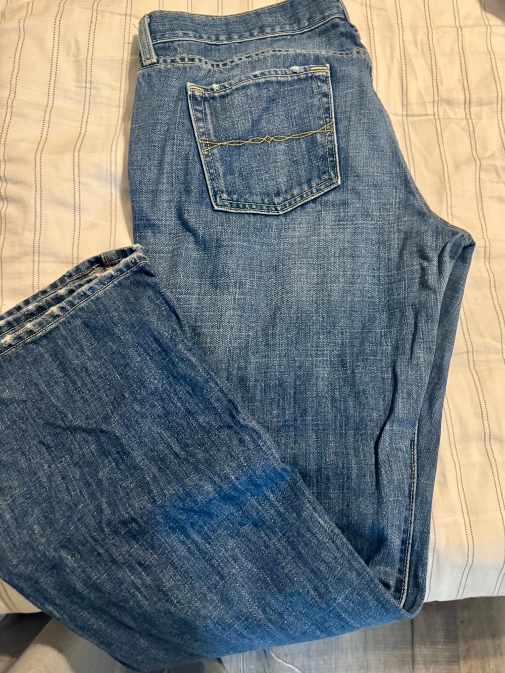 Old Navy Light Blue Denim Flare Jeans with Gold Stitching